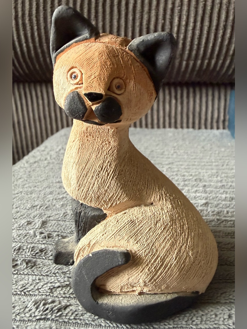 Vtg Retired Artesania Rinconada Siamese Cat Figurine Uruguay Ceramic Pottery